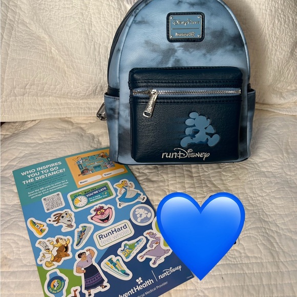 Disney Parks RunDisney Blue Tie Dye Loungefly Backpack  w stickers?NWT Last One main image 8